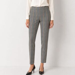 Jules & Leopold Plaid Ankle Pants Gray Mustard Stretch Career Office Large